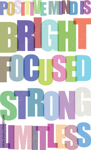 Vibrant motivational poster with colorful words on a bright background