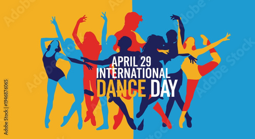 International Dance Day celebration with colorful dancing silhouettes isolated on transparent background