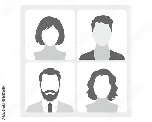 Four distinct individuals with unique hairstyles and facial features illustrated in a minimalist style