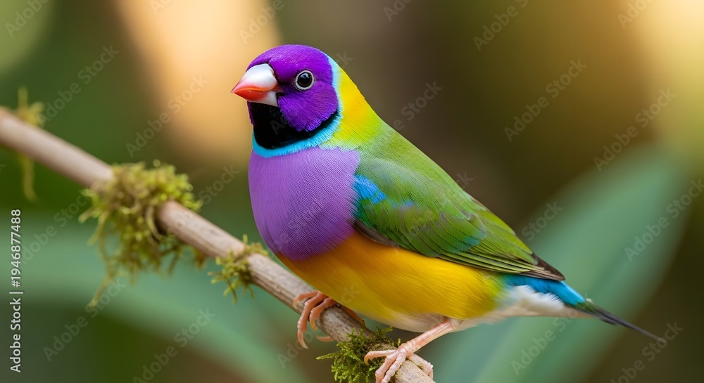 Obraz premium A colorful small bird perched on a branch