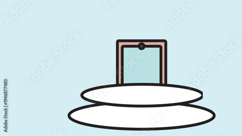 Tablet computer on a platform with copy space