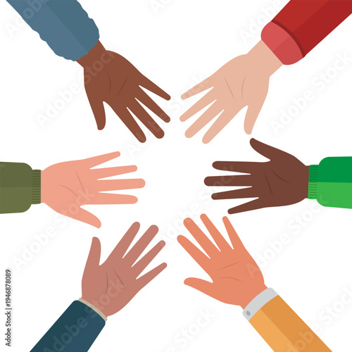 Diverse People Hands Joining in a Circle for Teamwork and Unity Concept
