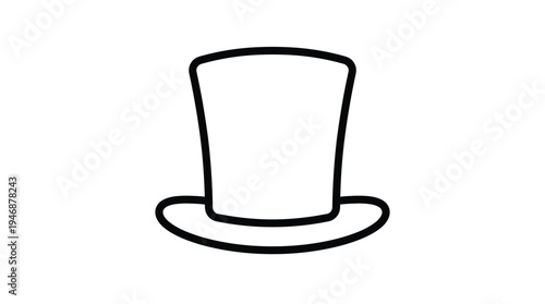 A simple black outline of a classic top hat. Minimalist vector icon for gentleman, magic, or formal event themes. Clean, elegant, and versatile design element for web or print.