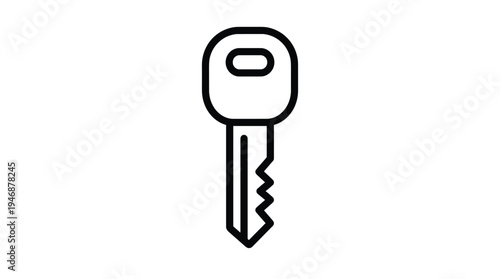 A modern, minimalist black outline key vector icon. Perfect for symbolizing security, access, solutions, success, and property in digital designs and web applications.