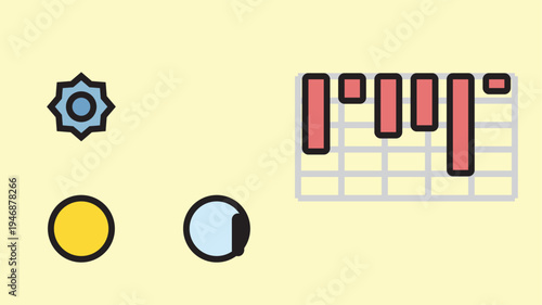 Illustration of Analytical Data and Abstract Icons