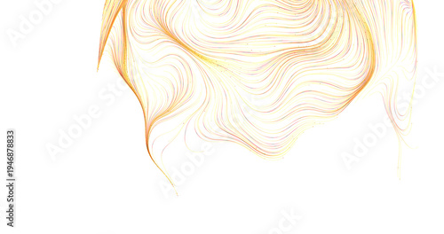 Photography Abstract design of flowing golden lines on a white canvas