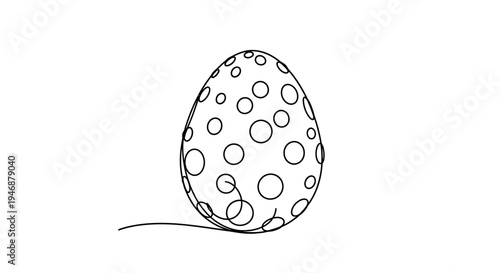 Dotted Easter Egg Outline Drawing, Minimalist Celebration Design