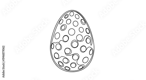 Easter Egg Outline with Circles and Swirls - Simple Line Art