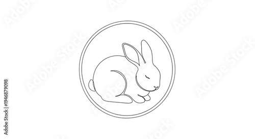 Cute outline rabbit icon, symbol of innocence and Easter, isolated on white.