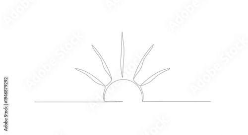 Minimalist sunrise line art drawing, abstract dawn light, hope and new beginning