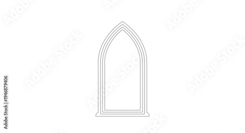 Gothic Arch Window Outline Vector Illustration