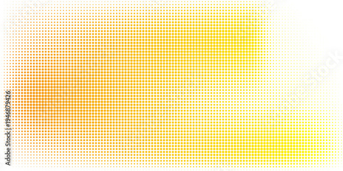Abstract yellow and orange halftone dots background with dynamic gradient pattern for modern pop art design. vector Eps 10