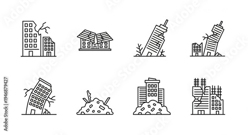 Earthquake Damage - Collapsed Buildings and Infrastructure Devastation.