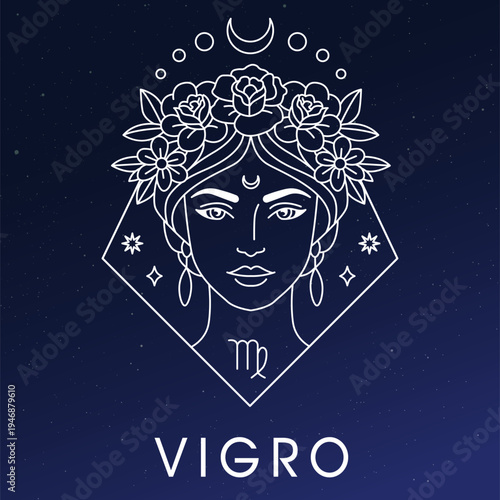 Virgo zodiac sign vector illustration