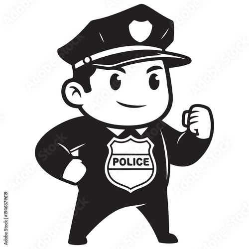 Cartoon Police Officer Icon with Badge
