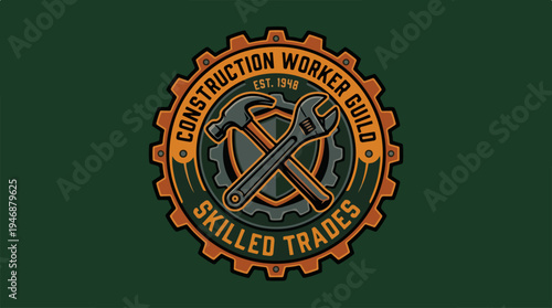 Construction Worker Guild Emblem - Skilled Trades and Industry.