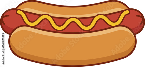 Delicious Hot Dog with Mustard on a White Background.