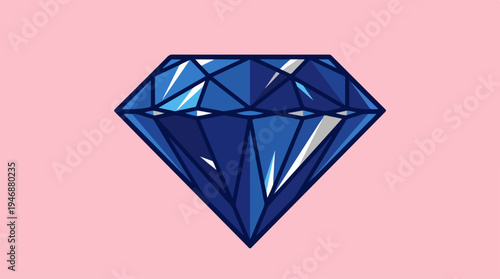Elegant blue diamond illustration on a soft pink background.