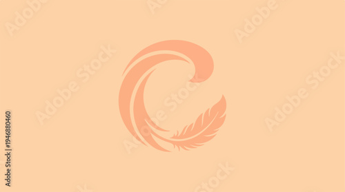 Elegant Feathered C Design - A Symbol of Grace and Serenity.