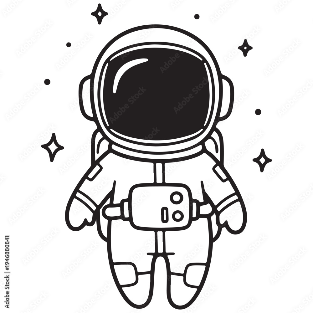 Fototapeta premium Adorable Astronaut Illustration in Space