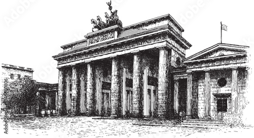 Brandenburg Gate, Germany illustration on a white background. This vector illustration can be used in any size you like for advertising, logos, and other work.
