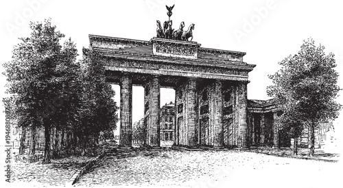 Brandenburg Gate, Germany illustration on a white background. This vector illustration can be used in any size you like for advertising, logos, and other work.
