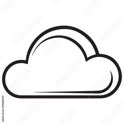 Stylized Black and White Cloud Icon with Outline and Inner Detail