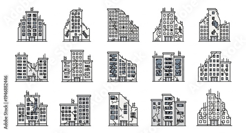 Architectural Sketches of Buildings with Varying Designs.