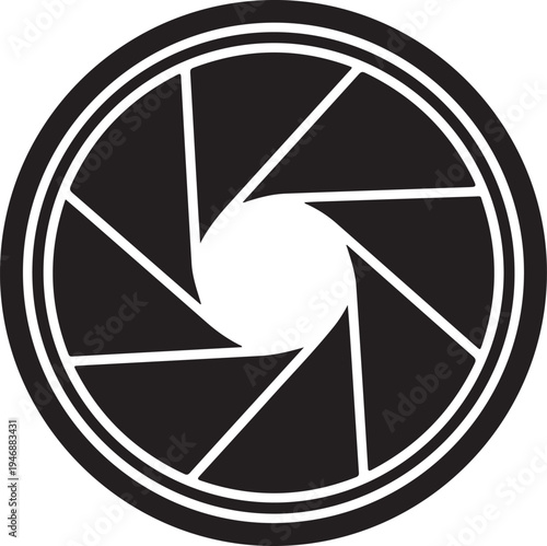 Camera lens aperture icon for photography and visual media.