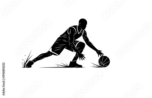 Basketball Ankle Breaker Dribble Crossover Silhouette, Professional Athlete Agility Vector Sticker, Creative Sports Skill Illustration