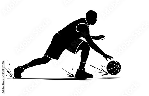 Basketball Ankle Breaker Dribble Crossover Silhouette, Professional Athlete Agility Vector Sticker, Creative Sports Skill Illustration