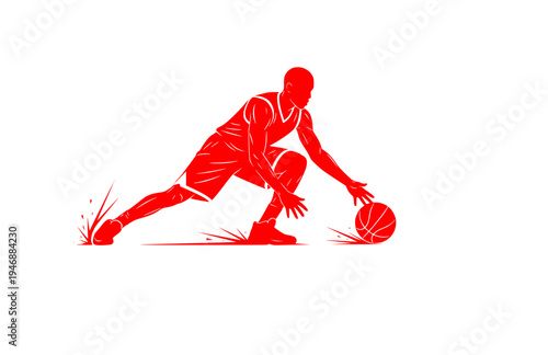 Basketball Ankle Breaker Dribble Crossover Silhouette, Professional Athlete Agility Vector Sticker, Creative Sports Skill Illustration