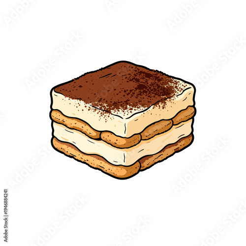 [Vector EPS]A delicious layer of tiramisu with creamy filling and cocoa dusting