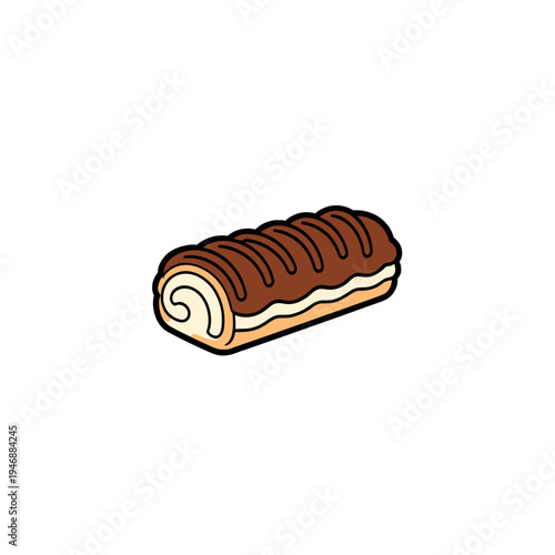 [Vector EPS]A delicious chocolate-covered cream roll pastry