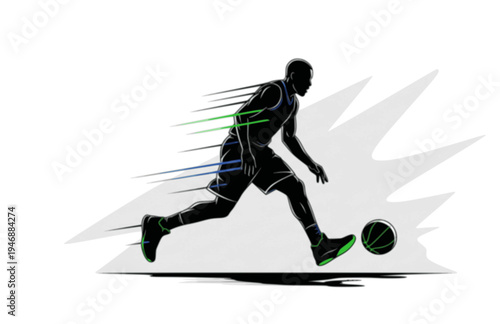 Basketball Ankle Breaker Dribble Crossover Silhouette, Professional Athlete Agility Vector Sticker, Creative Sports Skill Illustration