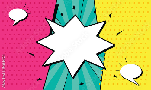 Comic book style pop art background with speech bubbles