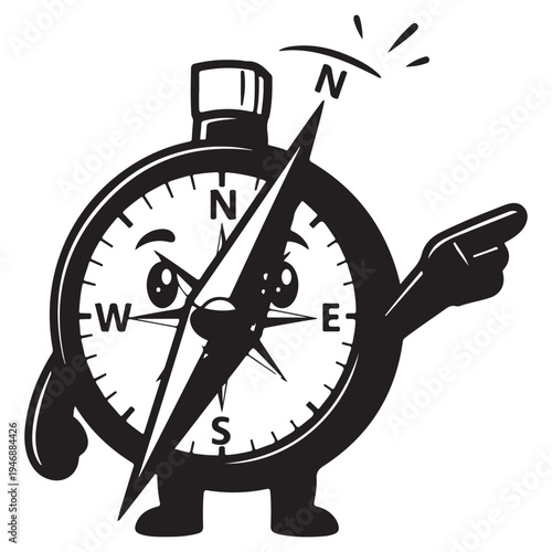 Cartoon Compass Character Guiding the Way
