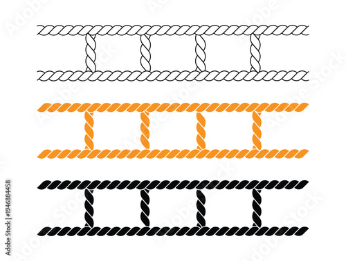 Twisted rope ladder vector illustration. Nautical climbing rope ladder design for marine, adventure, and outdoor use.