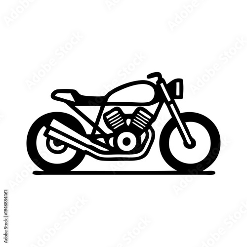 Logo concesionario de motos. Icono con dibujo sencillo con líneas de una motocicleta vista de perfil 