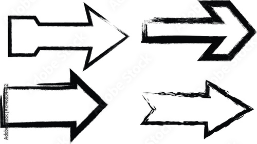 Four black and white arrows pointing in different directions
