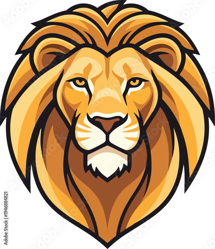 Majestic lion head portrait golden mane and powerful stare
