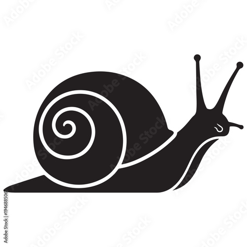 Silhouette of a Snail on a White Background