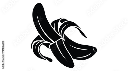 Peeling banana fruit silhouette icon vector illustration isolated on