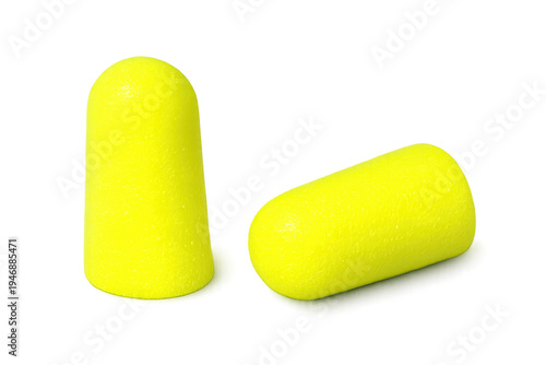 Yellow foam earplugs providing hearing protection and noise reduction