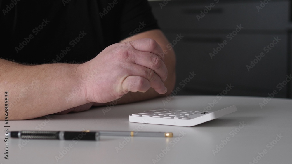 Fototapeta premium Desk Expense Processing. Organized Chaos Of Receipts. Tax Preparer Reviewing And Inputting Data. Sorting And Calculating Expenses Amidst Scattered Documents On Desk