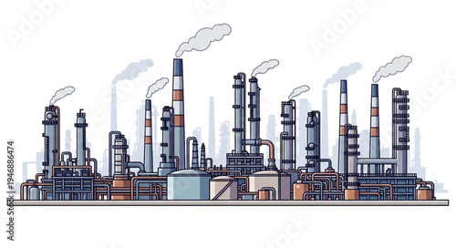 Industrial Factory Plant Smoking Stacks.