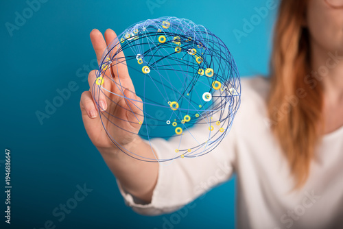Female hand touching a digi...