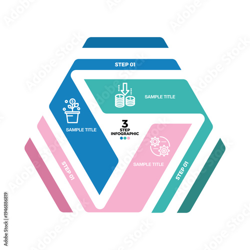 Venn diagram infographic chart template for business 3 parts, options, presentation with venn diagram elements vector editable illustration.