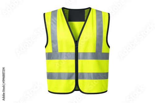 High visibility yellow safety vest displaying reflective bands