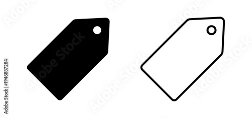 Price tag icons in solid and outline versions for retail and commerce